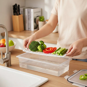 Fridge Storage Containers Set | Stackable Freezer Organizer Boxes with Drain Tray & Airtight Lids, Heavy-Duty Food Storage for Meat, Fruits & Vegetables