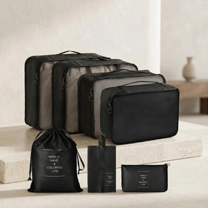 7 in 1 Travel Organizer Set | Packing Cubes, Laundry, Shoe & Cosmetic Bags for Suitcase & Luggage Packing (Multicolor)