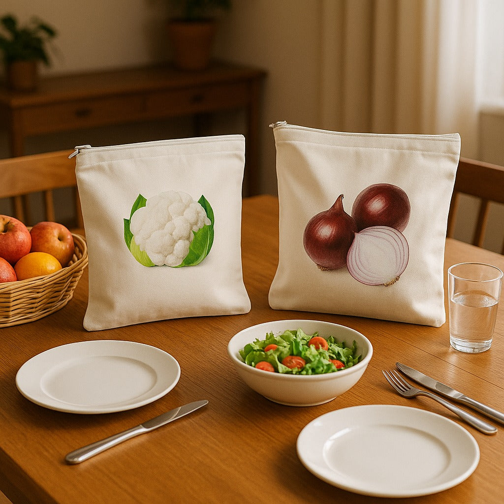 Housious® Vegipouch Reusable Vegetable Storage Bags – Washable Zip Pouches for Fridge & Kitchen Organization