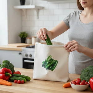 Housious® Vegipouch Reusable Vegetable Storage Bags – Washable Zip Pouches for Fridge & Kitchen Organization