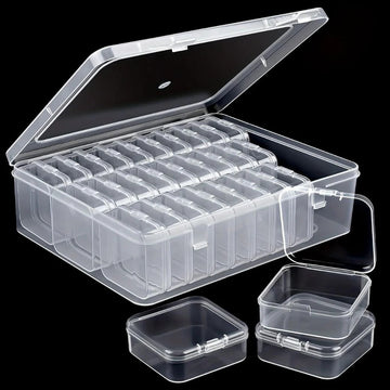 Housious Large Clear Plastic Organizer Boxes – 30-Pack Folding Mini Bead Storage Cases
