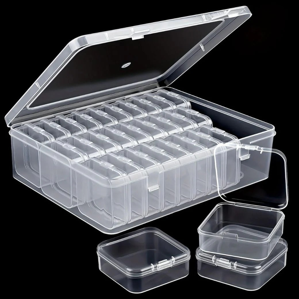 Housious Large Clear Plastic Organizer Boxes – 30-Pack Folding Mini Bead Storage Cases