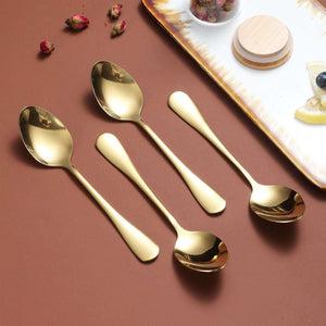 Gold Stainless Steel Coffee & Dessert Spoon Set | Mirror Finish | 6 PCS