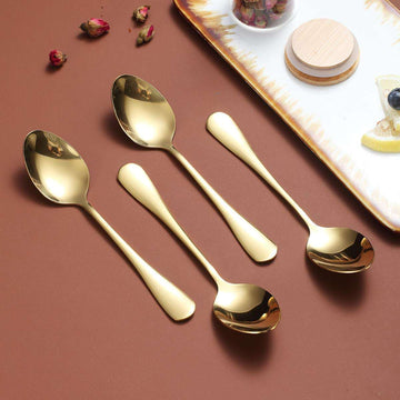 Gold Stainless Steel Coffee & Dessert Spoon Set | Mirror Finish | 6 PCS
