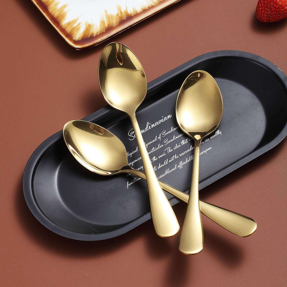 Gold Stainless Steel Coffee & Dessert Spoon Set | Mirror Finish | 6 PCS