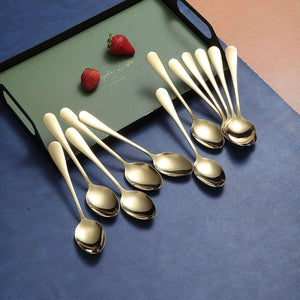 Gold Stainless Steel Coffee & Dessert Spoon Set | Mirror Finish | 6 PCS