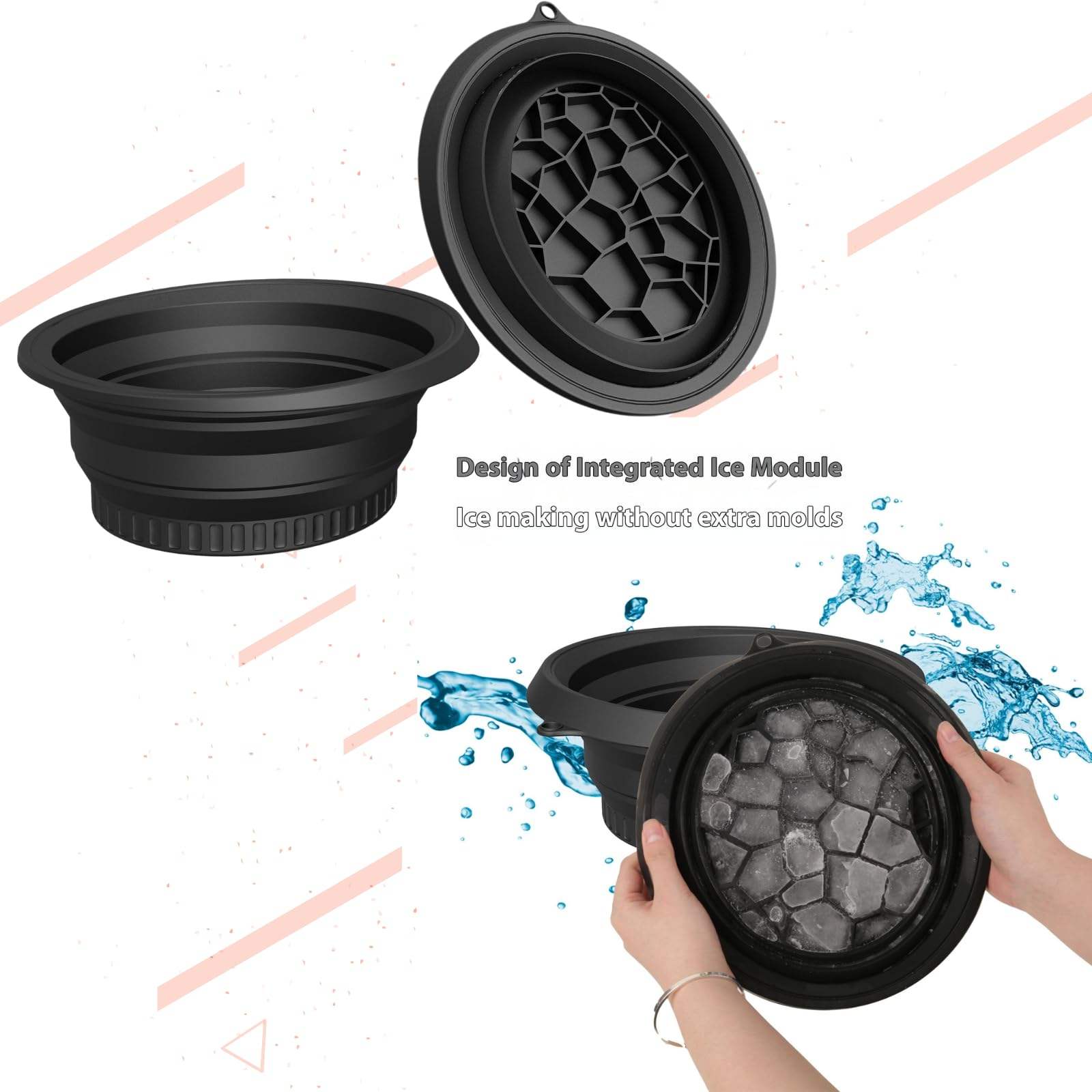 Silicone Ice Facial Bowl with Ice Tray | Foldable Face Ice Bath Basin | Skin Tightening & Pore Care Tool