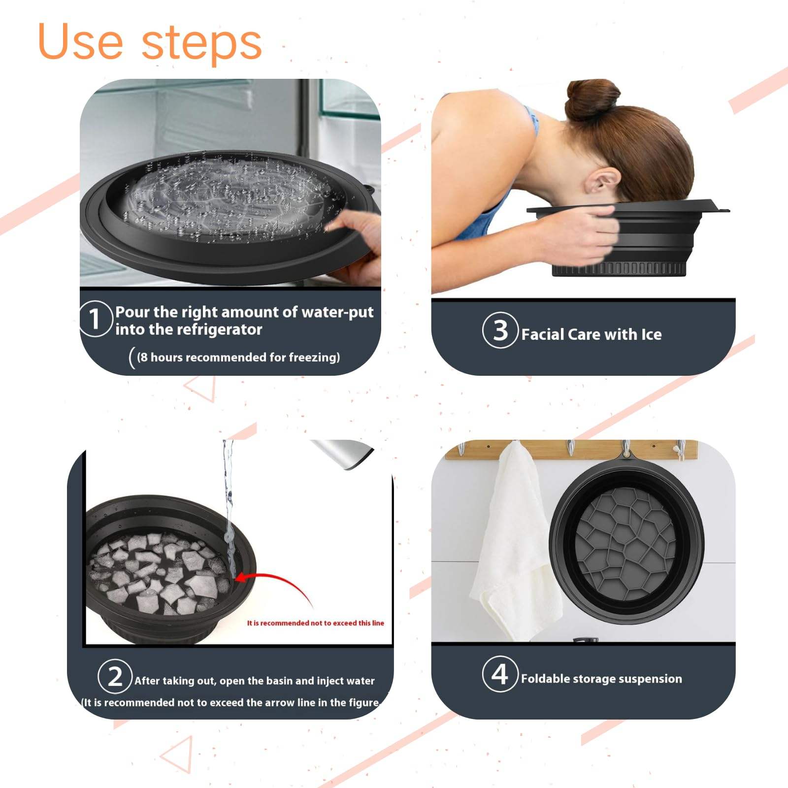 Silicone Ice Facial Bowl with Ice Tray | Foldable Face Ice Bath Basin | Skin Tightening & Pore Care Tool