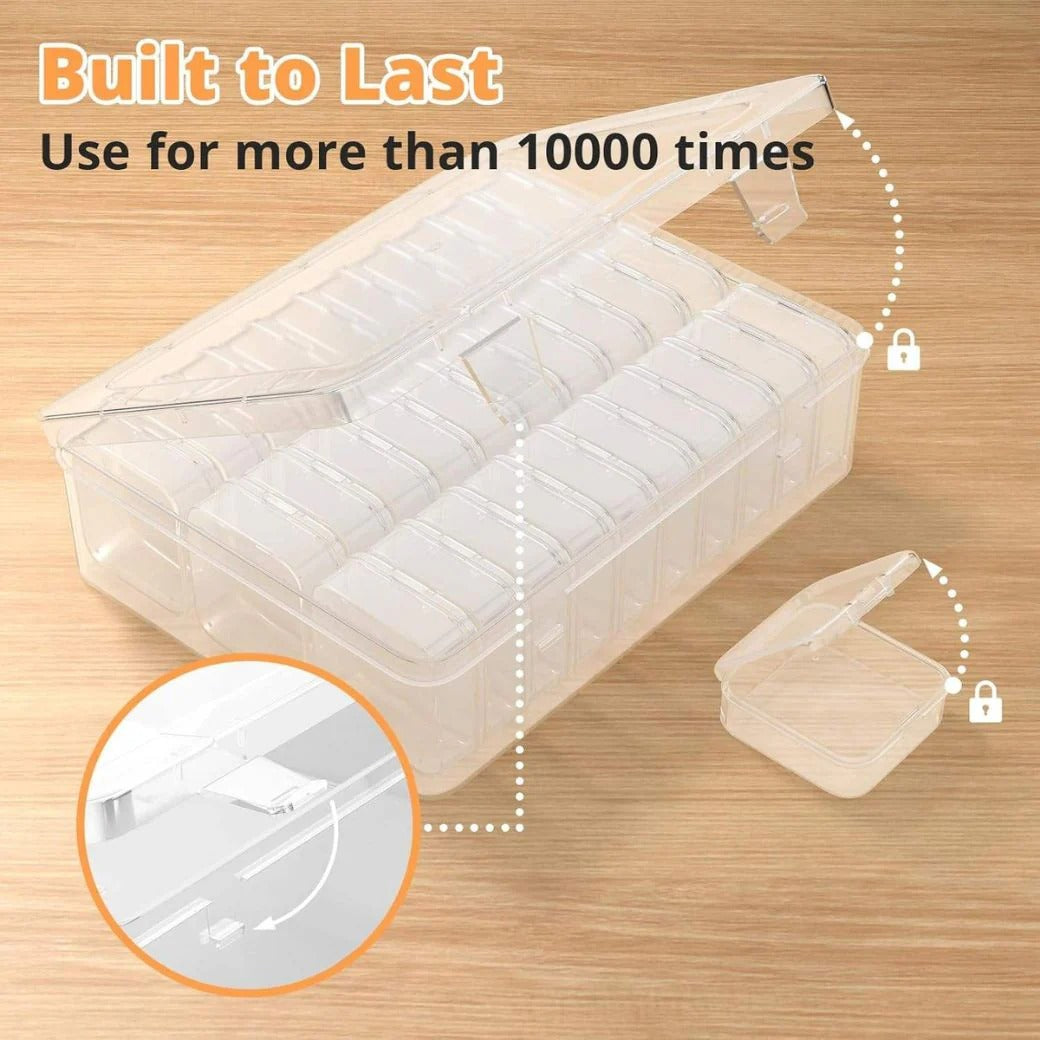 Housious Large Clear Plastic Organizer Boxes – 30-Pack Folding Mini Bead Storage Cases