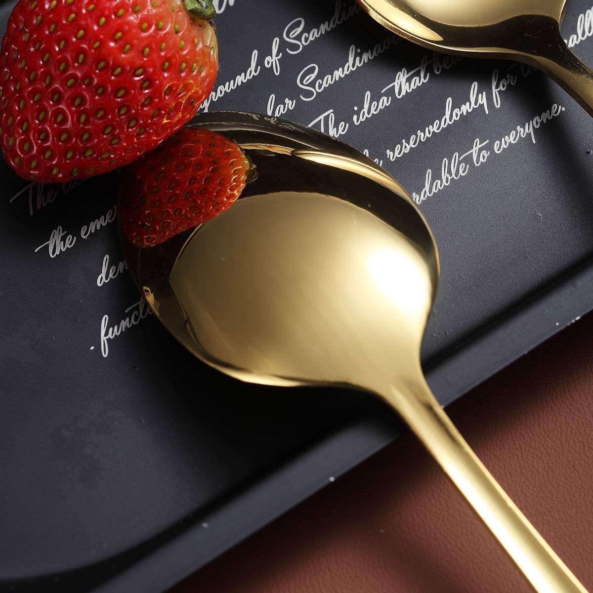 Gold Stainless Steel Coffee & Dessert Spoon Set | Mirror Finish | 6 PCS