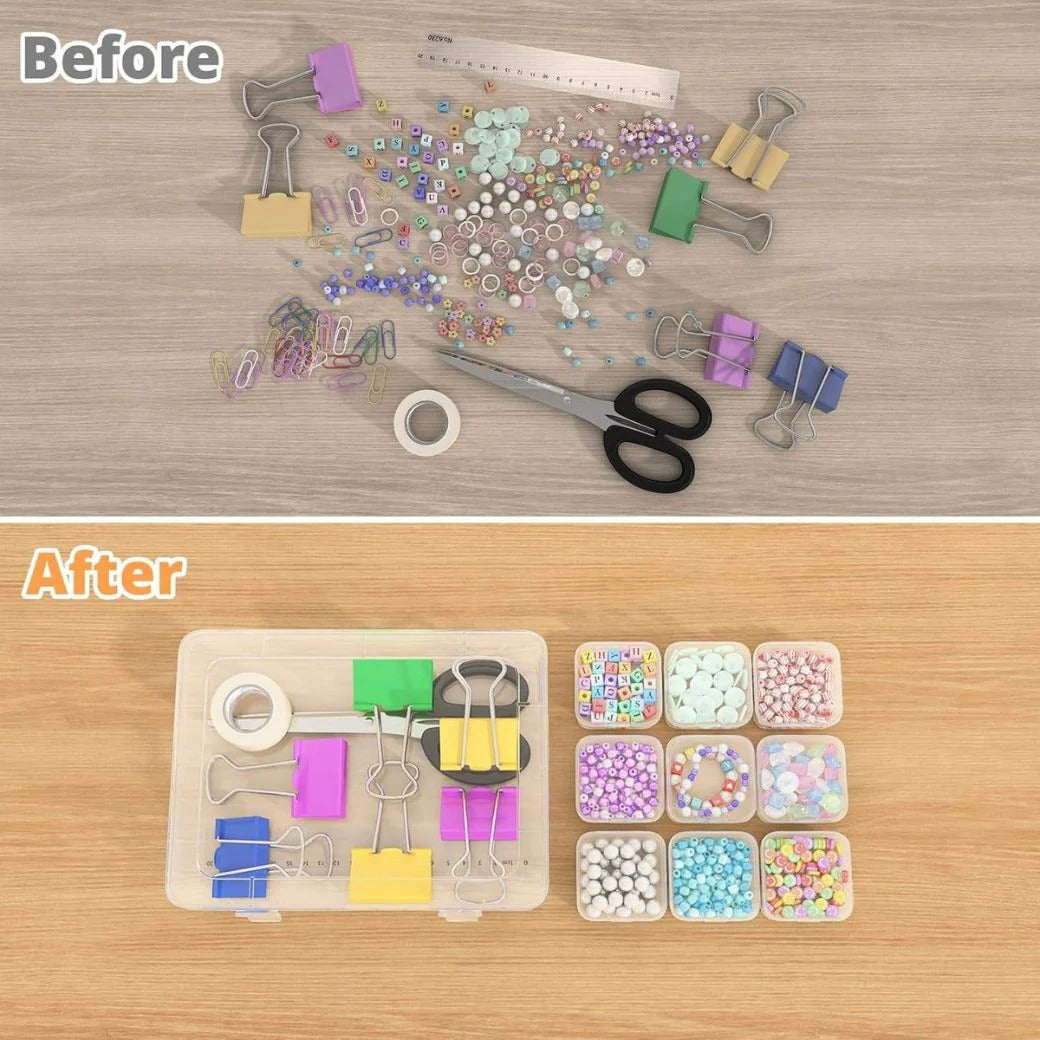 Housious Large Clear Plastic Organizer Boxes – 30-Pack Folding Mini Bead Storage Cases
