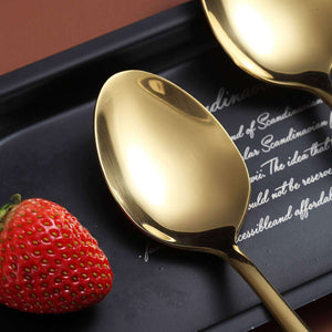 Gold Stainless Steel Coffee & Dessert Spoon Set | Mirror Finish | 6 PCS
