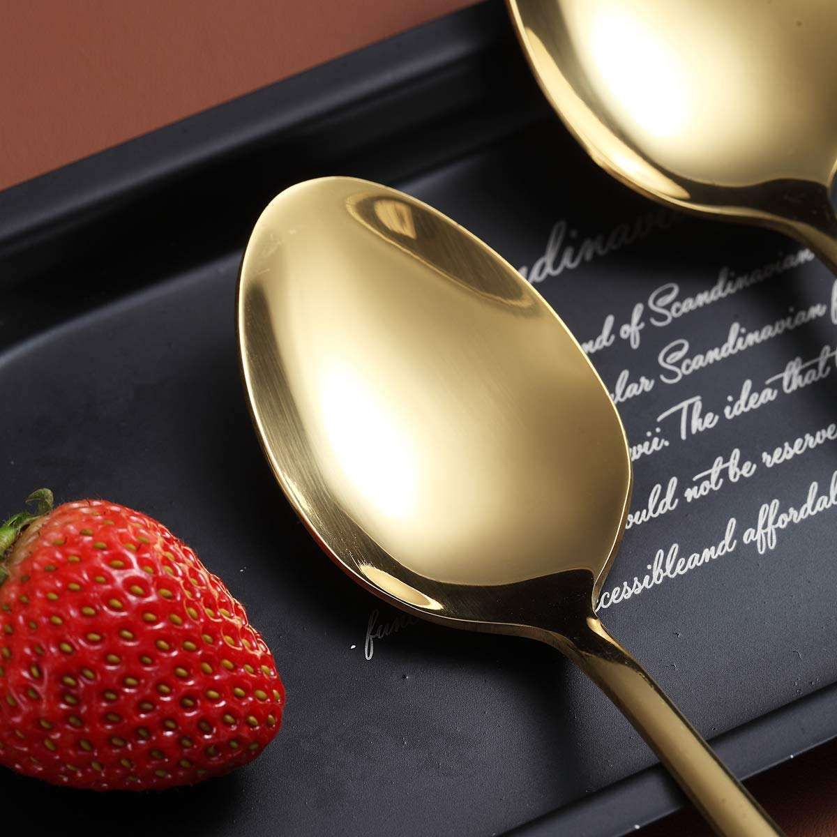 Gold Stainless Steel Coffee & Dessert Spoon Set | Mirror Finish | 6 PCS