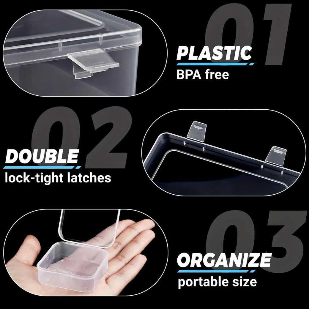 Housious Large Clear Plastic Organizer Boxes – 30-Pack Folding Mini Bead Storage Cases