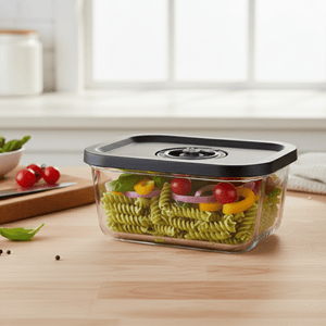 Smart Rectangular Vacuum Glass Food Container | 800ml Date-Tracker Freshness Lock