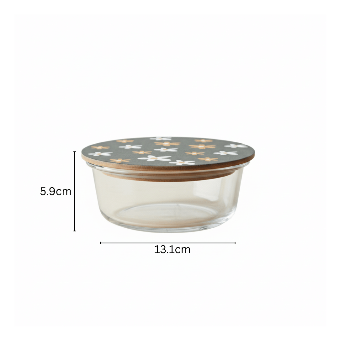 400ml Compact Round Borosilicate Glass Bowl | Artistic Printed Lid for Snacks & Dips