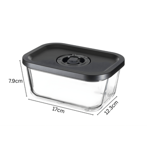 Smart Rectangular Vacuum Glass Food Container | 800ml Date-Tracker Freshness Lock