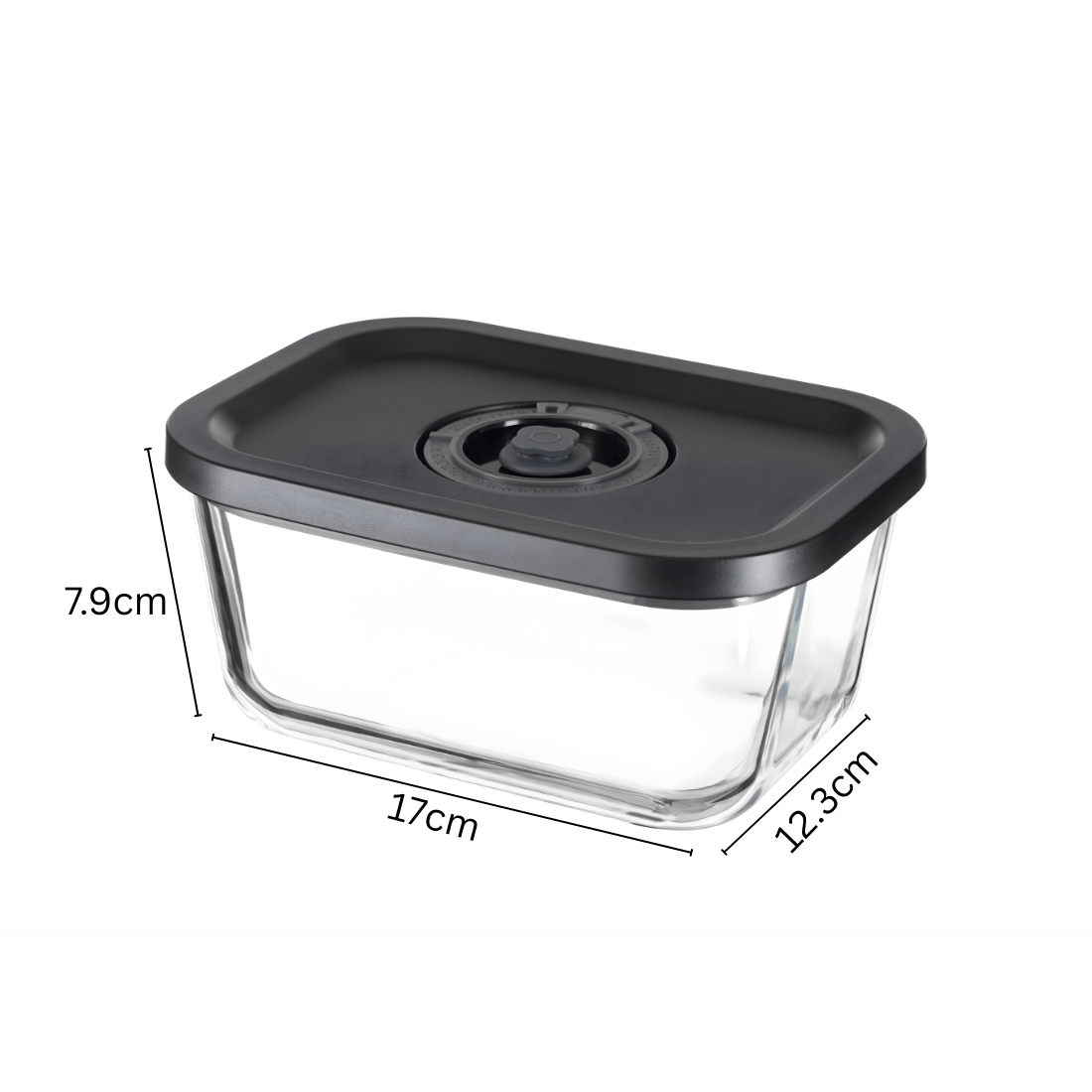 Smart Rectangular Vacuum Glass Food Container | 800ml Date-Tracker Freshness Lock