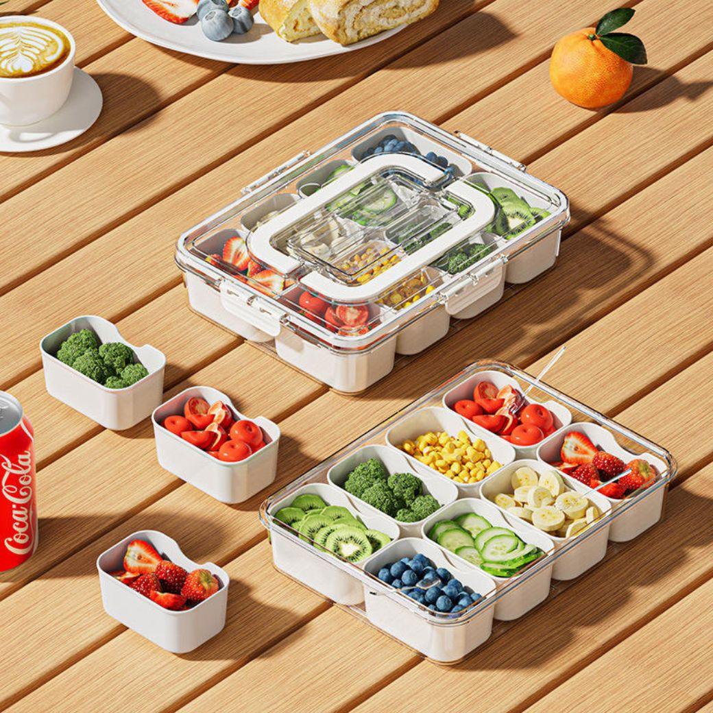 Snackle Storage Organizer – 8-Section Portable Snack Container with Adjustable Dividers - Housious