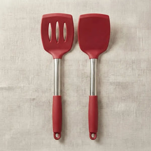 2PCS Silicone Spatula Set with Stainless Steel Handles | BPA-Free Non-Stick Cooking Utensils for Frying, Baking & Mixing