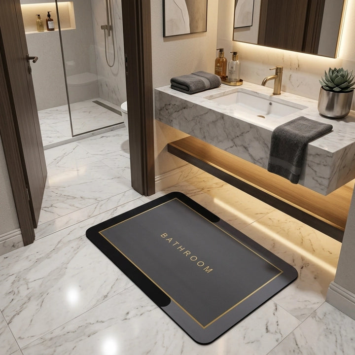 Luxury Anti-Slip Bathroom Floor Mat | Soft Absorbent Quick Dry Bath Rug | Waterproof Washroom Entrance Carpet