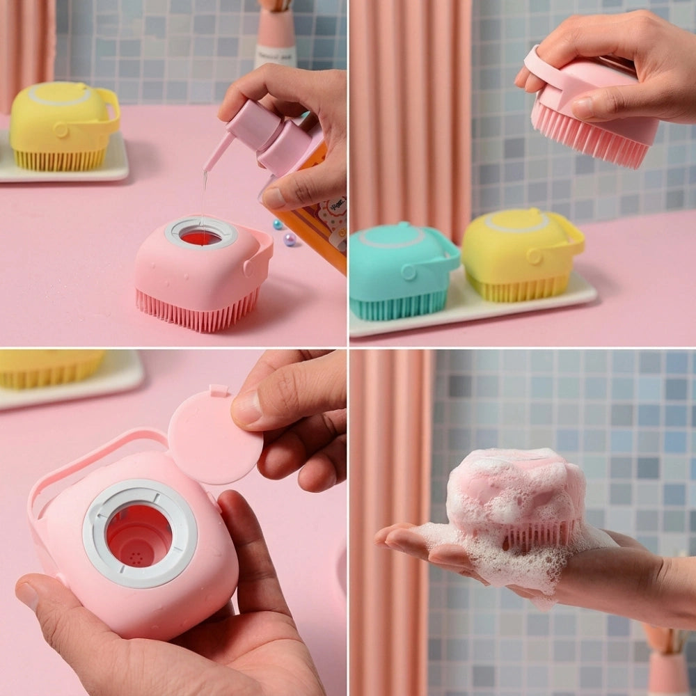 Silicone Body Scrubber with Soap Dispenser – Soft Exfoliating Bath Brush for Babies, Kids, Men, Women & Pets