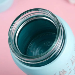 Cute Cat Kids Glass Water Bottle | Leakproof Glass Bottle with Lid | Reusable Drinking Bottle for School, Travel & Daily Use