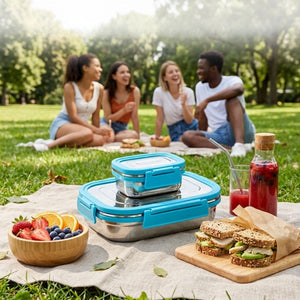 Fusion Stainless Steel Lunch Box Set with Airtight Leak-Proof Lids | Premium Food Grade Tiffin Box for Office, School & Travel | Reusable Lunch Containers