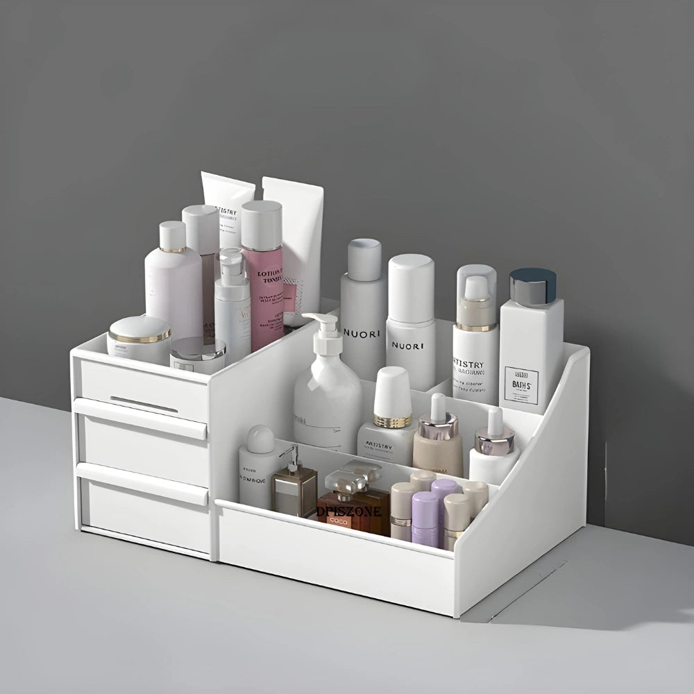 Multifunction Plastic Desktop Organizer with Drawers | Makeup, Skincare, Lipstick & Office Stationery Storage Holder