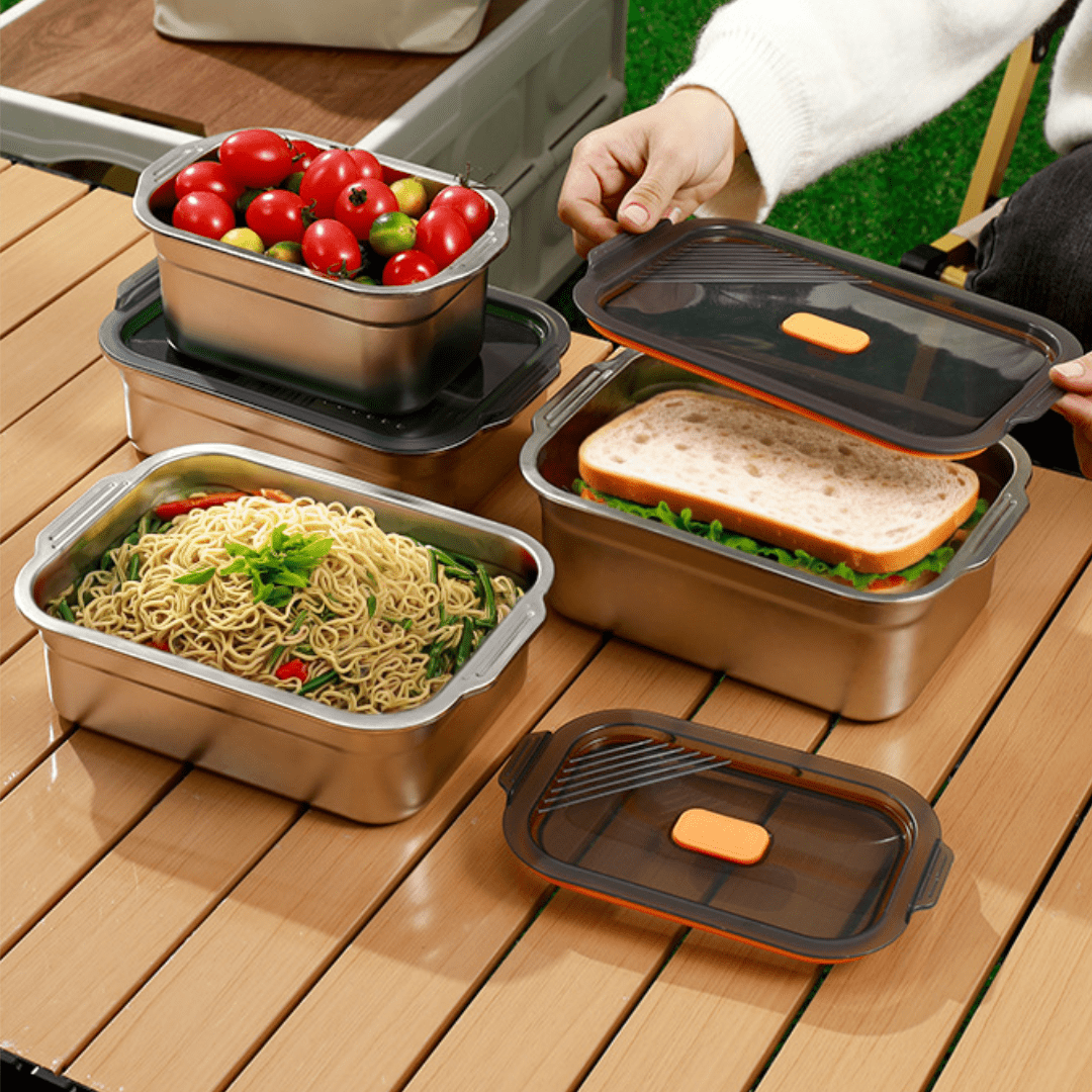 Multifunctional Vacuum-Sealed Stainless Steel Food Storage Container | Airtight & Oven Safe