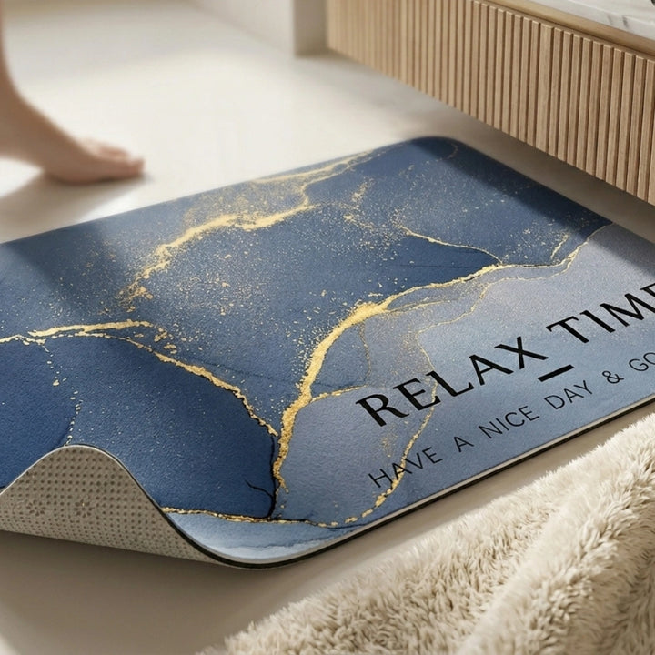 Luxury Marble Relax Time Door Mat | Anti-Slip Soft Floor Rug | Modern Bathroom & Entrance Home Decor Mat