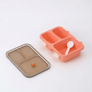 3 Compartment Lunch Box with Spoon | Leak-Resistant Bento Lunch Box for School | BPA-Free Food Storage Tiffin Box for Kids & Adults