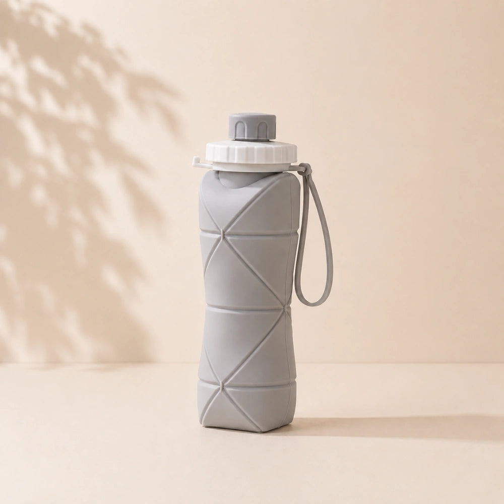 600ml Folding Silicone Water Bottle | Collapsible BPA-Free Sports Bottle, Leakproof Travel Water Bottle for Gym, Hiking, Camping, Cycling & Outdoor Activities