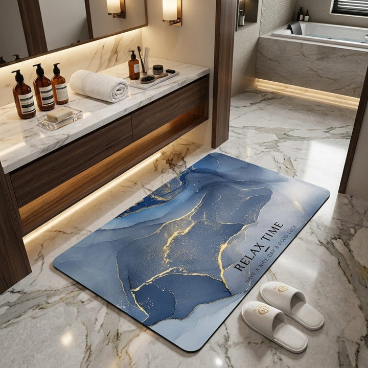 Luxury Marble Relax Time Door Mat | Anti-Slip Soft Floor Rug | Modern Bathroom & Entrance Home Decor Mat