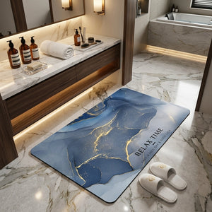 Luxury Marble Relax Time Door Mat | Anti-Slip Soft Floor Rug | Modern Bathroom & Entrance Home Decor Mat