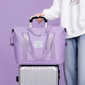 Foldable Expandable Travel Duffle Bag with Wheels – Large Capacity Rolling Trolley Weekend Bag for Travel & Luggage Storage