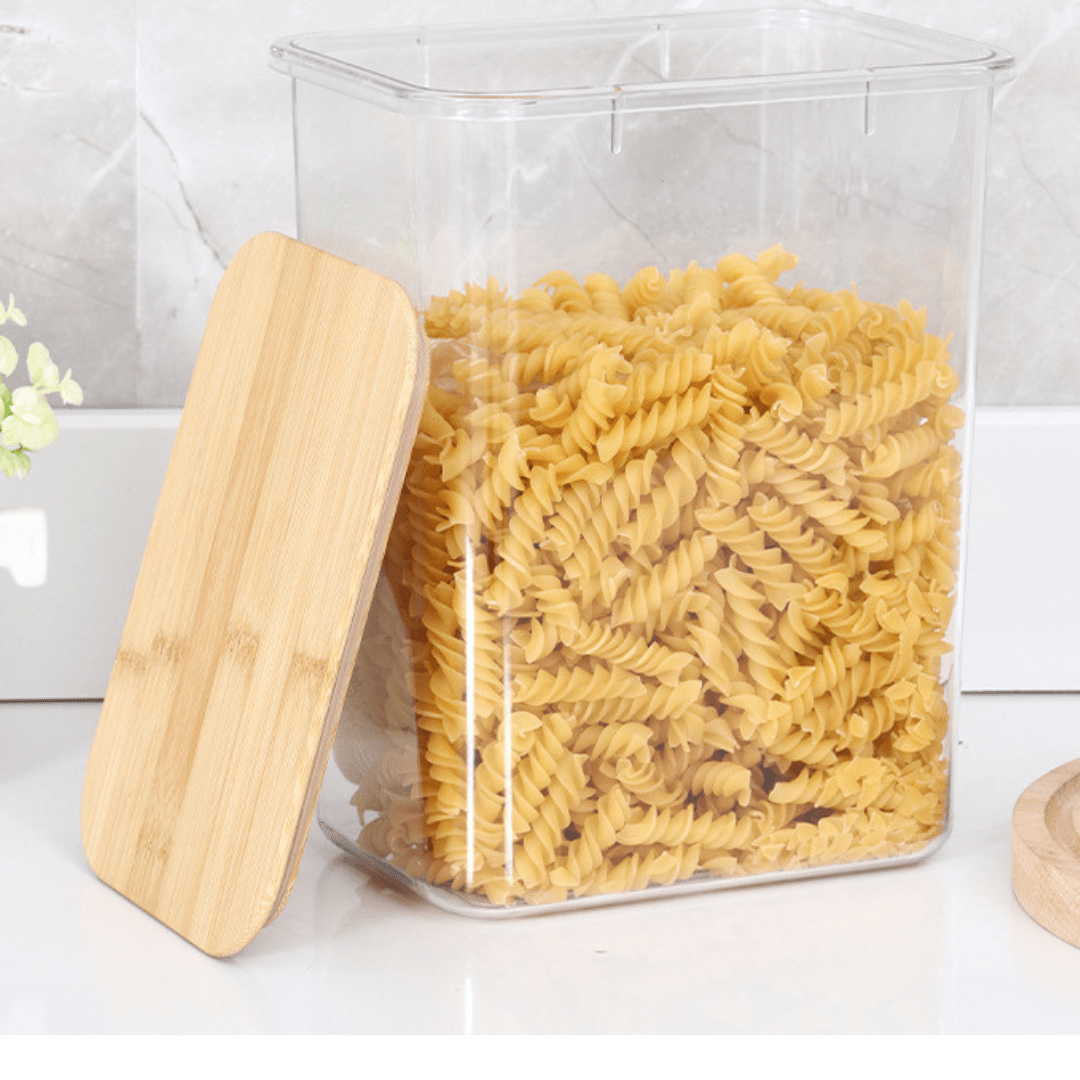 Multi-Purpose Transparent Food Storage Containers with Wooden Lid | Eco-Friendly Kitchen Organization