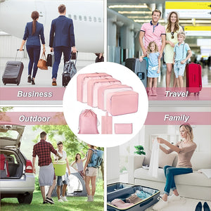 7 in 1 Travel Organizer Set | Packing Cubes, Laundry, Shoe & Cosmetic Bags for Suitcase & Luggage Packing (Multicolor)