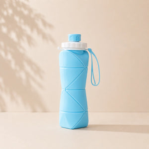 600ml Folding Silicone Water Bottle | Collapsible BPA-Free Sports Bottle, Leakproof Travel Water Bottle for Gym, Hiking, Camping, Cycling & Outdoor Activities