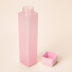 6PCS Square Plastic Water Bottle Set | Slim Flat Frosted Reusable Water Bottles | Multicolour Drink Bottles for Office, Gym & Travel