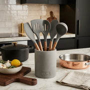5-Piece Silicone Kitchen Utensil Set with Wooden Handles | Non-Stick Cooking Spatulas, Turner, Serving Spoon & Soup Ladle, Heat Resistant Kitchen Tools