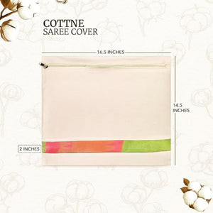 Cotton Saree Storage Bags | Large 16x14 Inch Clothes Organizer with Zip Closure & Transparent Window for Wardrobe