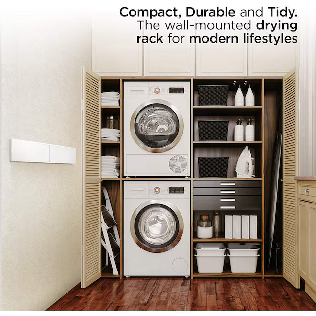 40 in. Indoor/Outdoor Retractable Industrial Gray Wall Mount Drying Rack