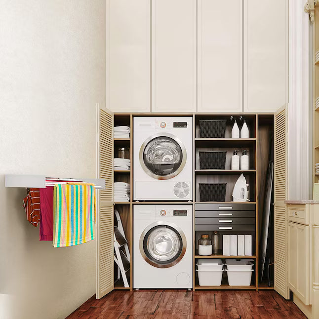 40 in. Indoor/Outdoor Retractable Industrial Gray Wall Mount Drying Rack