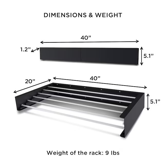 40 in. Indoor/Outdoor Retractable Industrial Gray Wall Mount Drying Rack