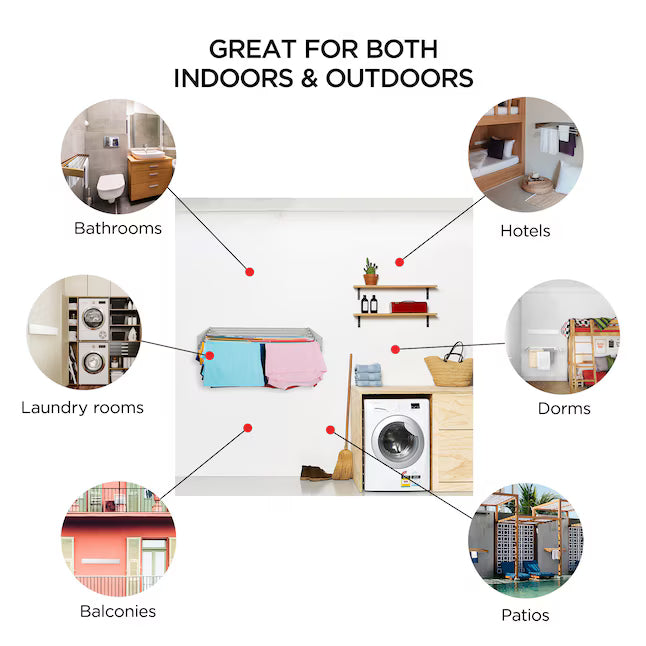 40 in. Indoor/Outdoor Retractable Industrial Gray Wall Mount Drying Rack
