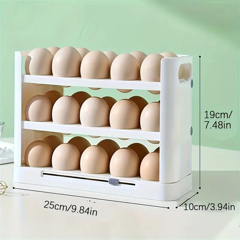3 Layer Foldable 24 Egg Storage Box - Plastic Egg Holder Organizer for Refrigerator Side Door