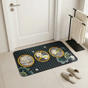 Luxury Floral Oval Anti-Slip Bath Mat | Soft Absorbent Quick Dry Bathroom Floor Rug | Modern Waterproof Door Mat