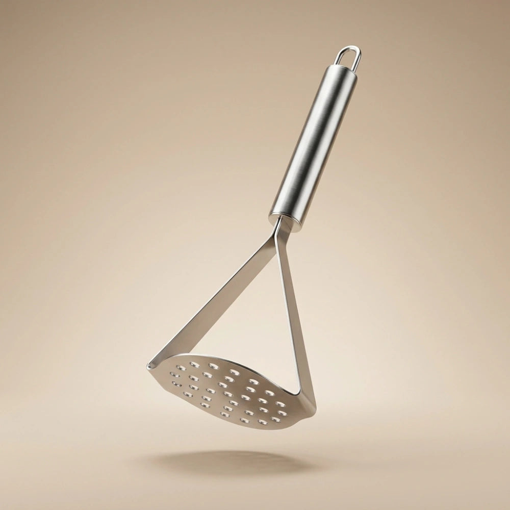 Stainless Steel Potato Masher | Heavy Duty Triangle Vegetable & Fruit Masher with Ergonomic Handle | Manual Kitchen Tool for Potatoes, Avocado, Sweet Potato & Baby Food