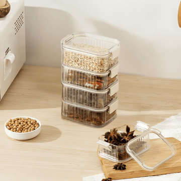 Space-Saving Kitchen Storage Containers - See-Through Stackable Jars with Airtight Seal